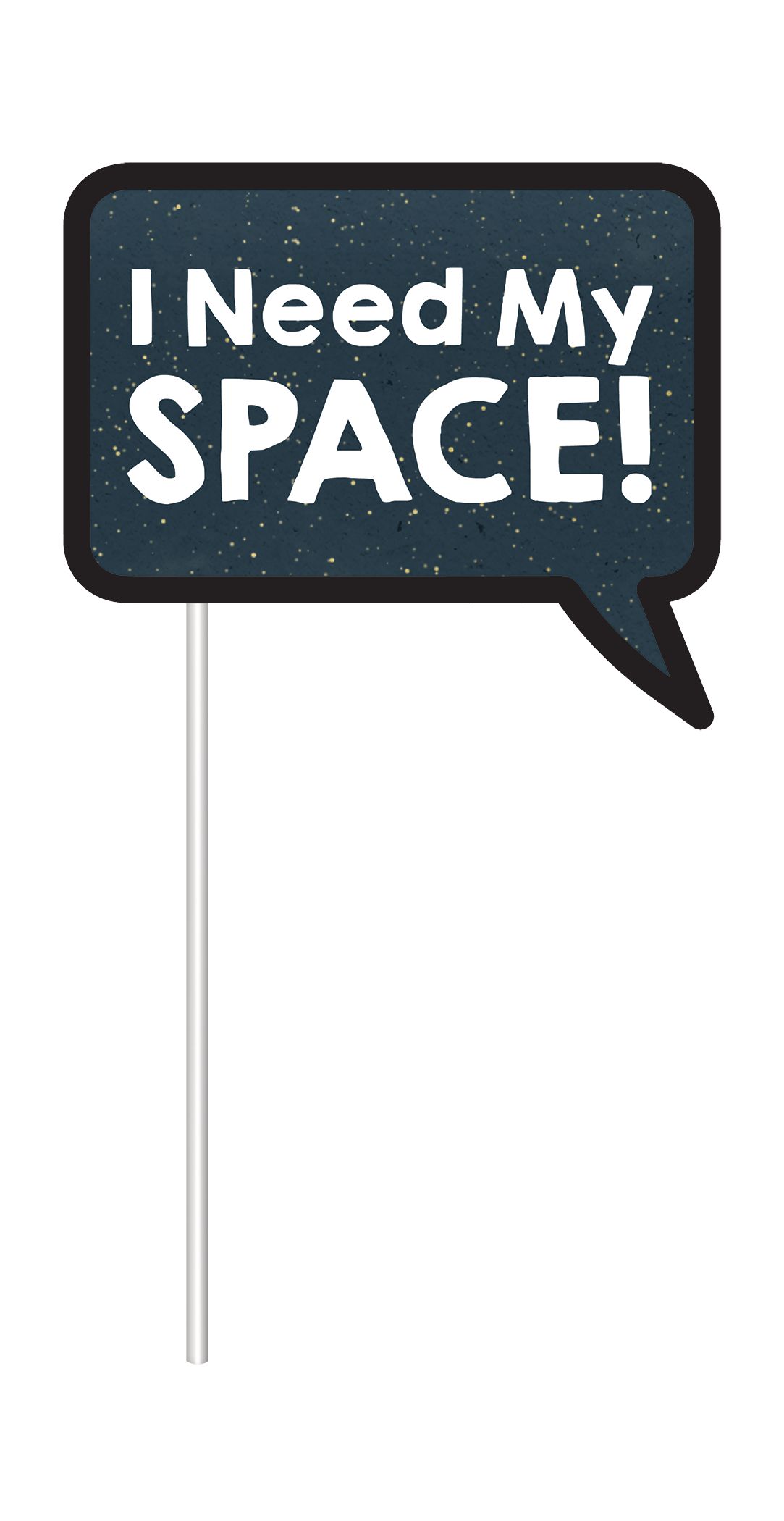 "Spaced Out" Cat Photo Booth Sign Props, Blue, 14-in, 13-pk, for Birthday Party Front_Flat