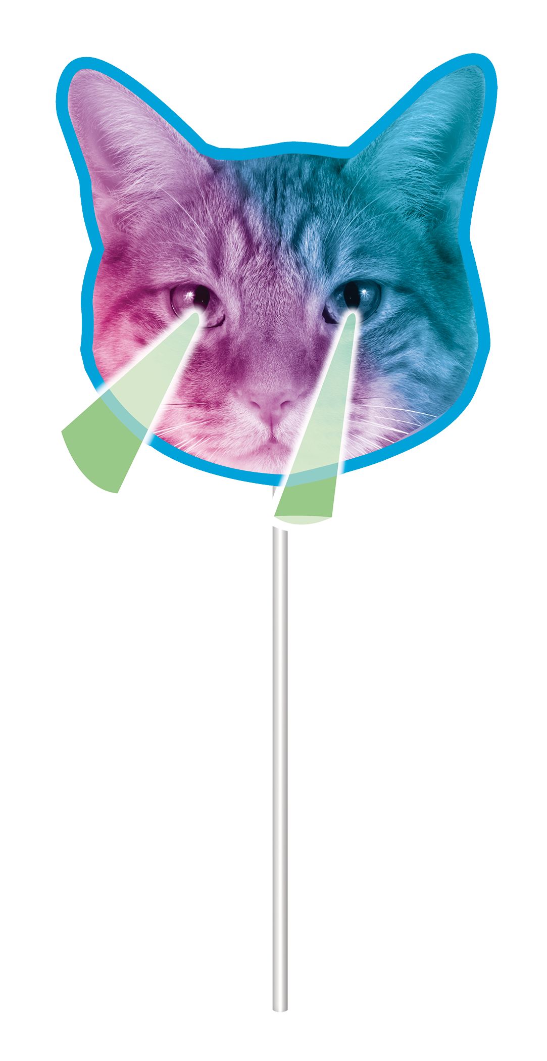 "Spaced Out" Cat Photo Booth Sign Props, Blue, 14-in, 13-pk, for Birthday Party Front_Flat