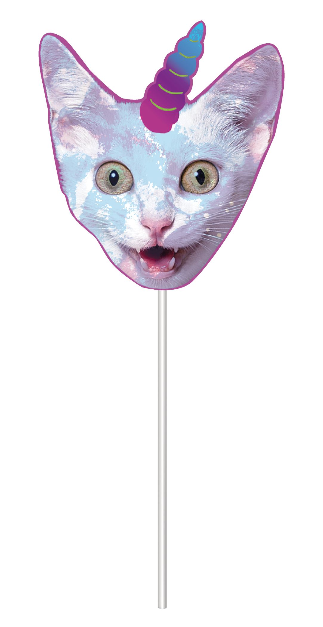 "Spaced Out" Cat Photo Booth Sign Props, Blue, 14-in, 13-pk, for Birthday Party Front_Flat