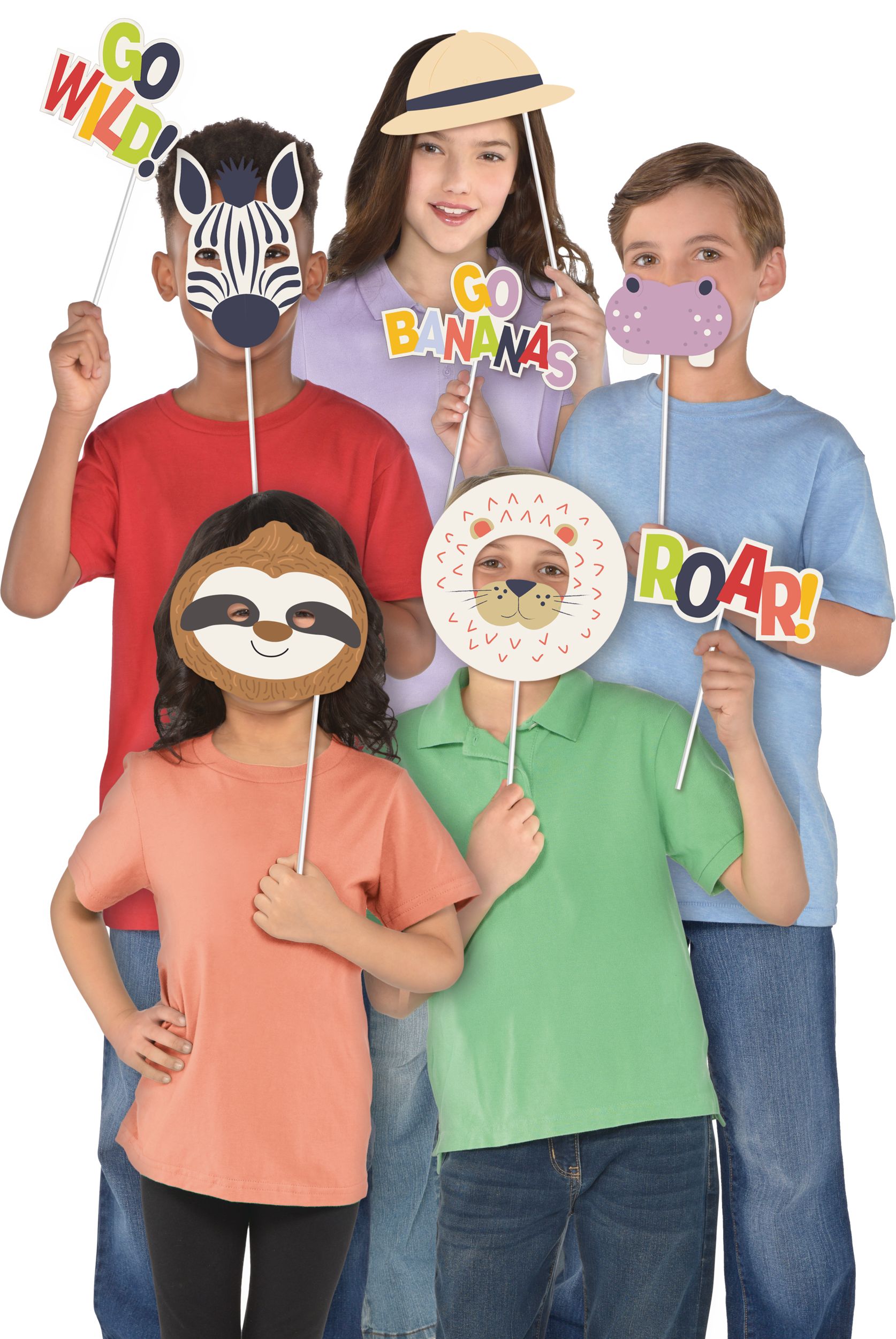 Jungle Photo Booth Props, 13-pc Front_Flat