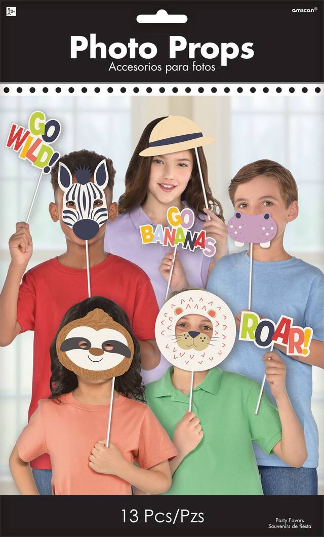 Jungle Photo Booth Props, 13-pc Front_Flat