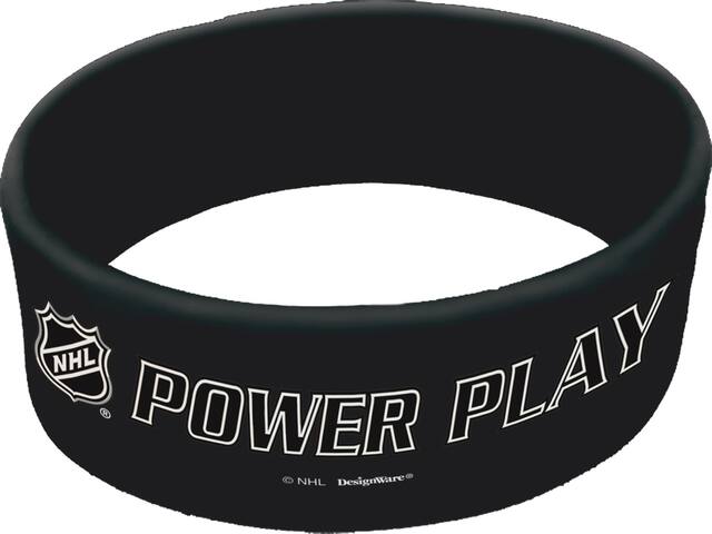 Bracelets Power Play de la LNH, Ligue nationale de hockey, noir/blanc, taille unique, paq. 6, cadeaux-surprises à porter pour le thème du sport Front_Elevated
