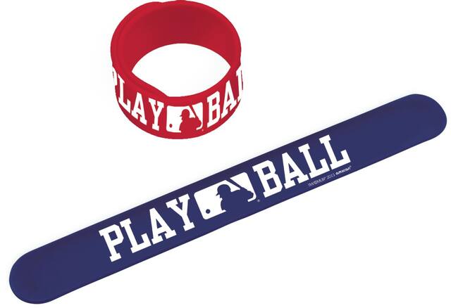 Major League Baseball MLB "Play Ball" Slap Bracelets, Red/Blue, One Size, 6-pk, Wearable Favours  for Sports Overhead_Plunge