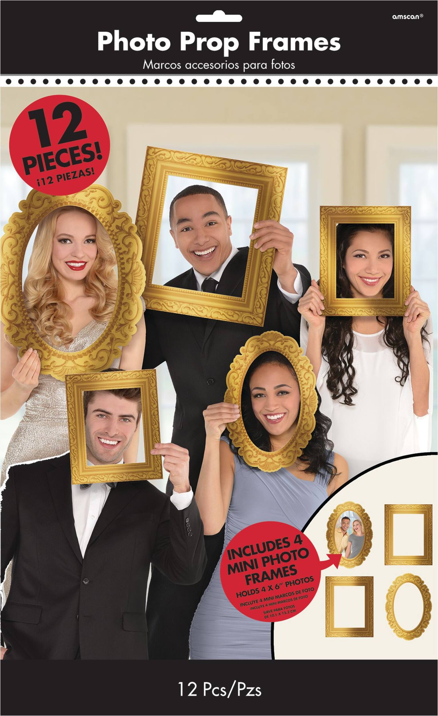 Gold Frame Photo Booth Props, 12-pc Front_Flat