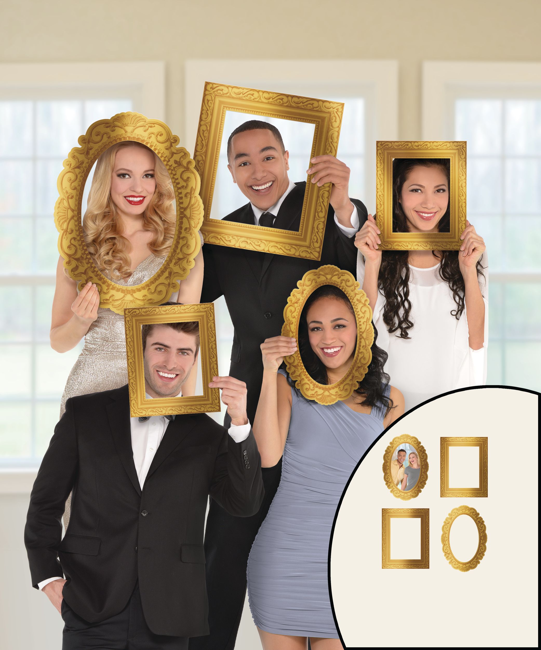 Gold Frame Photo Booth Props, 12-pc Front_Flat
