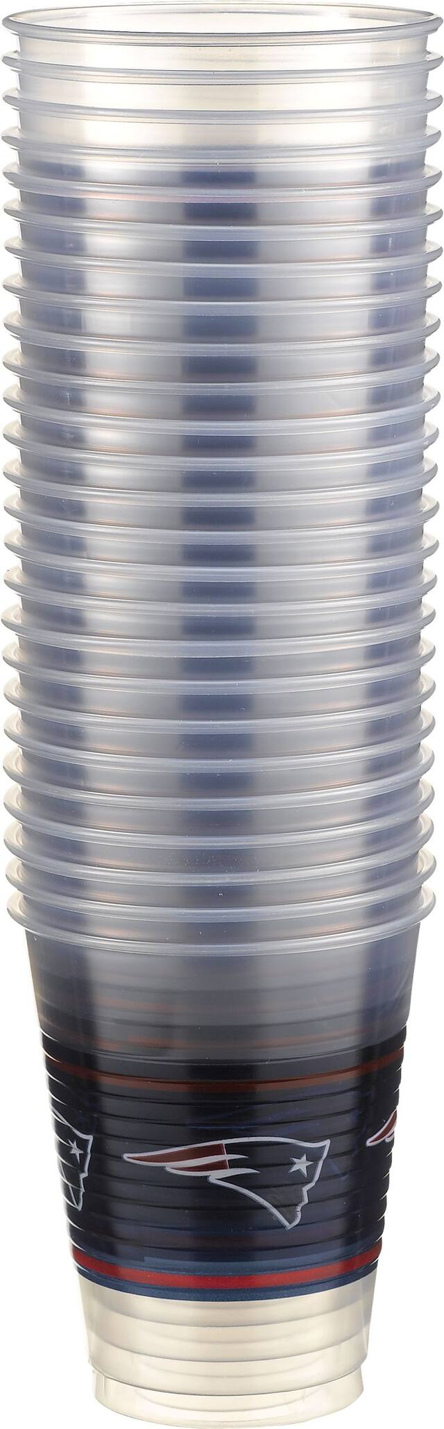 Verres en plastique, Patriots de la Nouvelle-Angleterre, paq. 25 Front_Flat