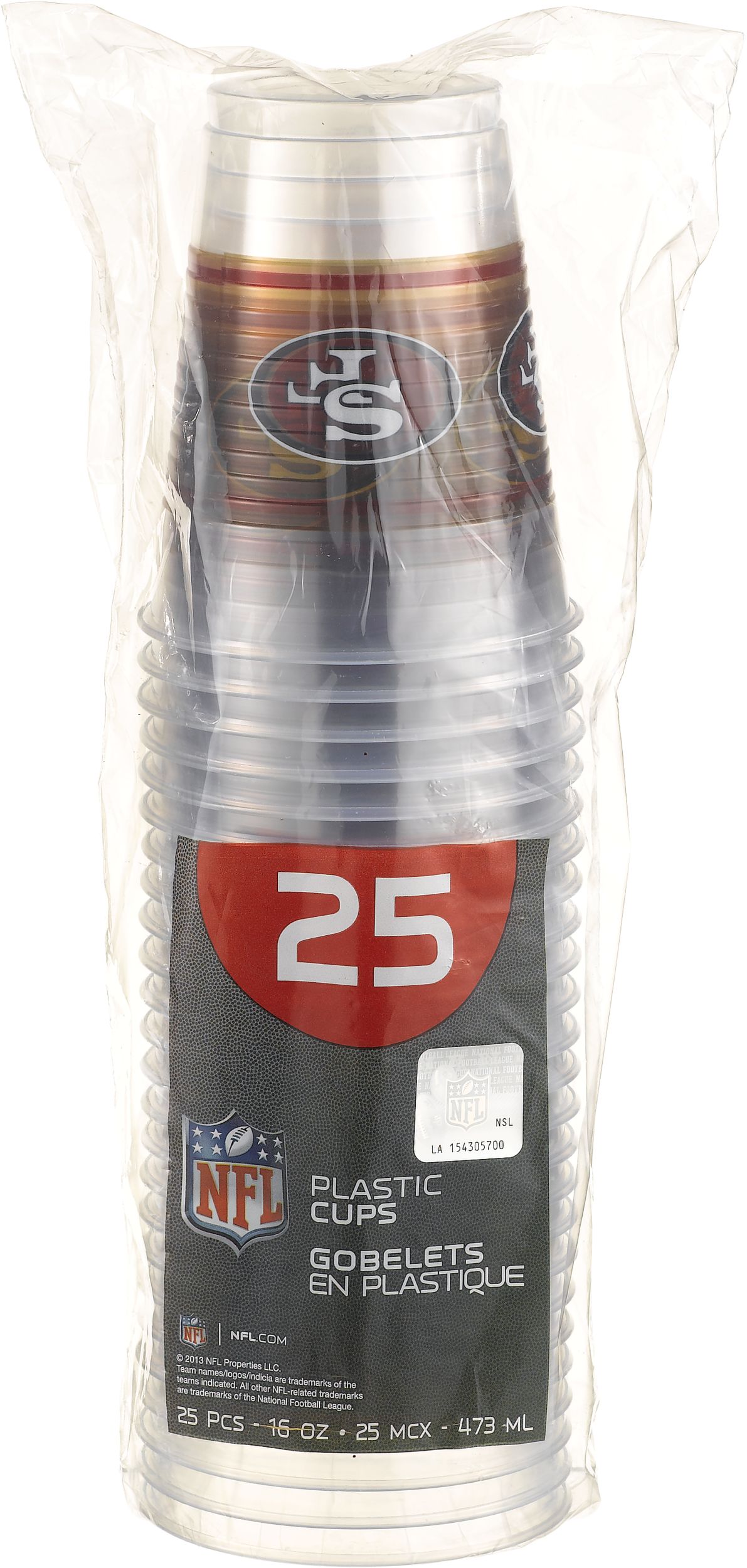 San Francisco 49ers Plastic Cups, 25-pk Front_Flat