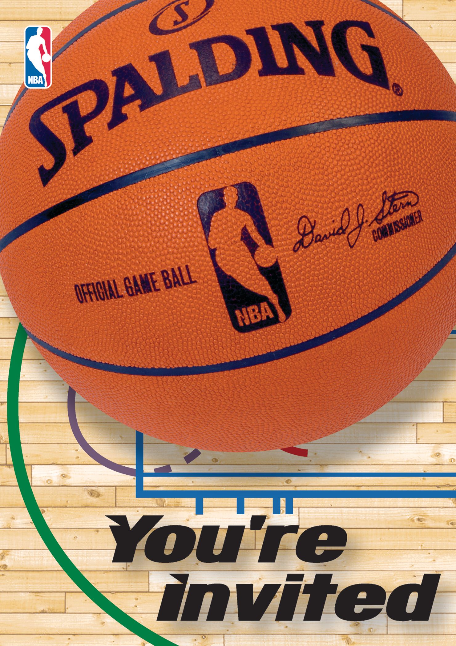 Cartes d'invitation et de remerciement basketball Spalding, paq. 8 Front_Flat