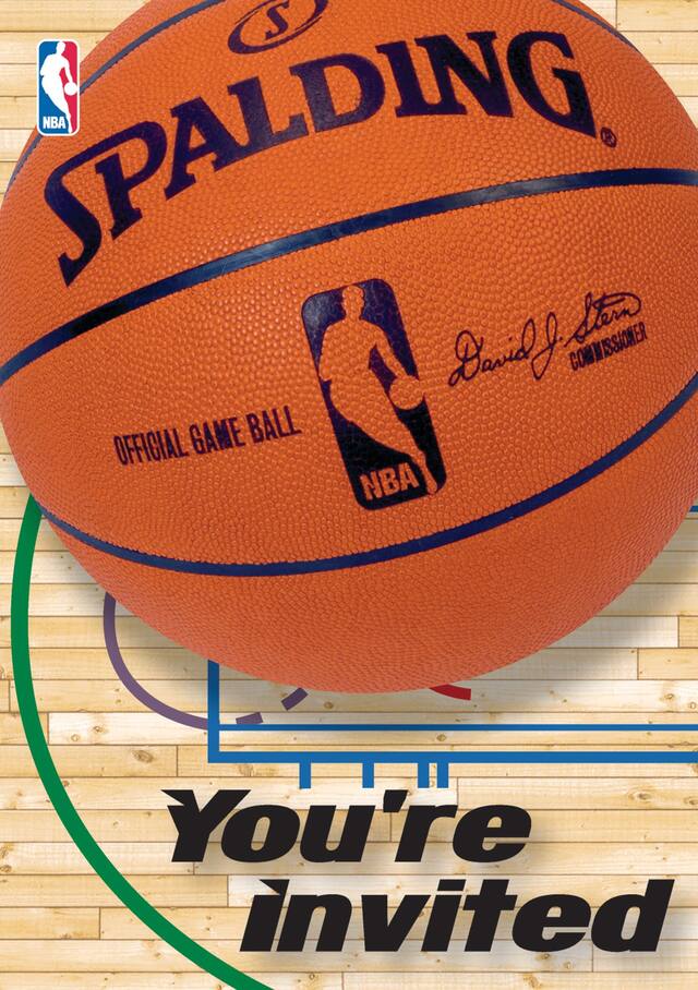 Spalding Basketball Invitations and Thank You Notes, 8-pk Front_Flat