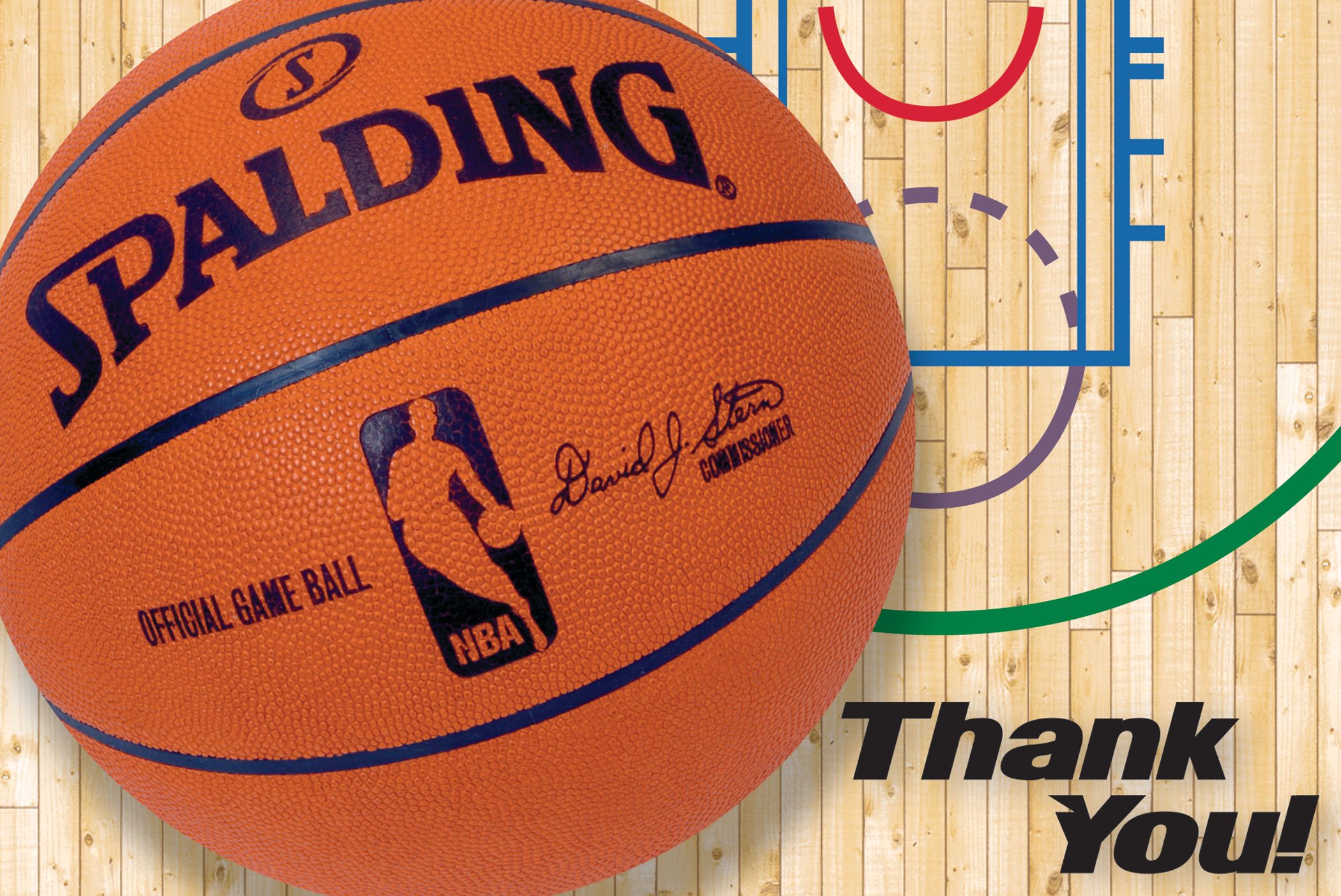 Cartes d'invitation et de remerciement basketball Spalding, paq. 8 Front_Flat