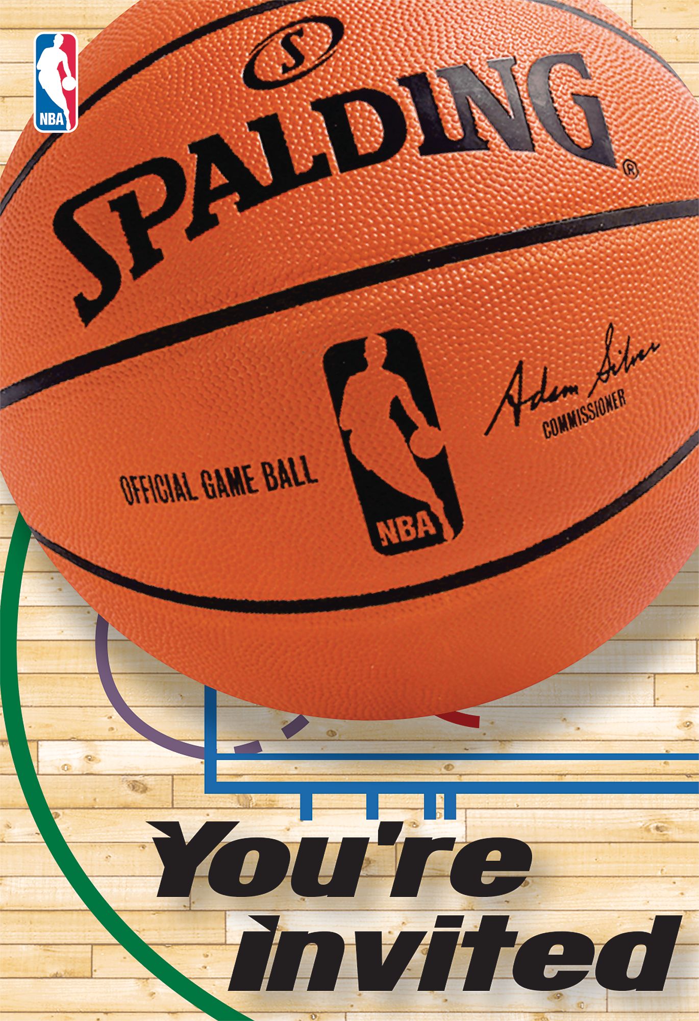 Cartes d'invitation et de remerciement basketball Spalding, paq. 8 Front_Flat