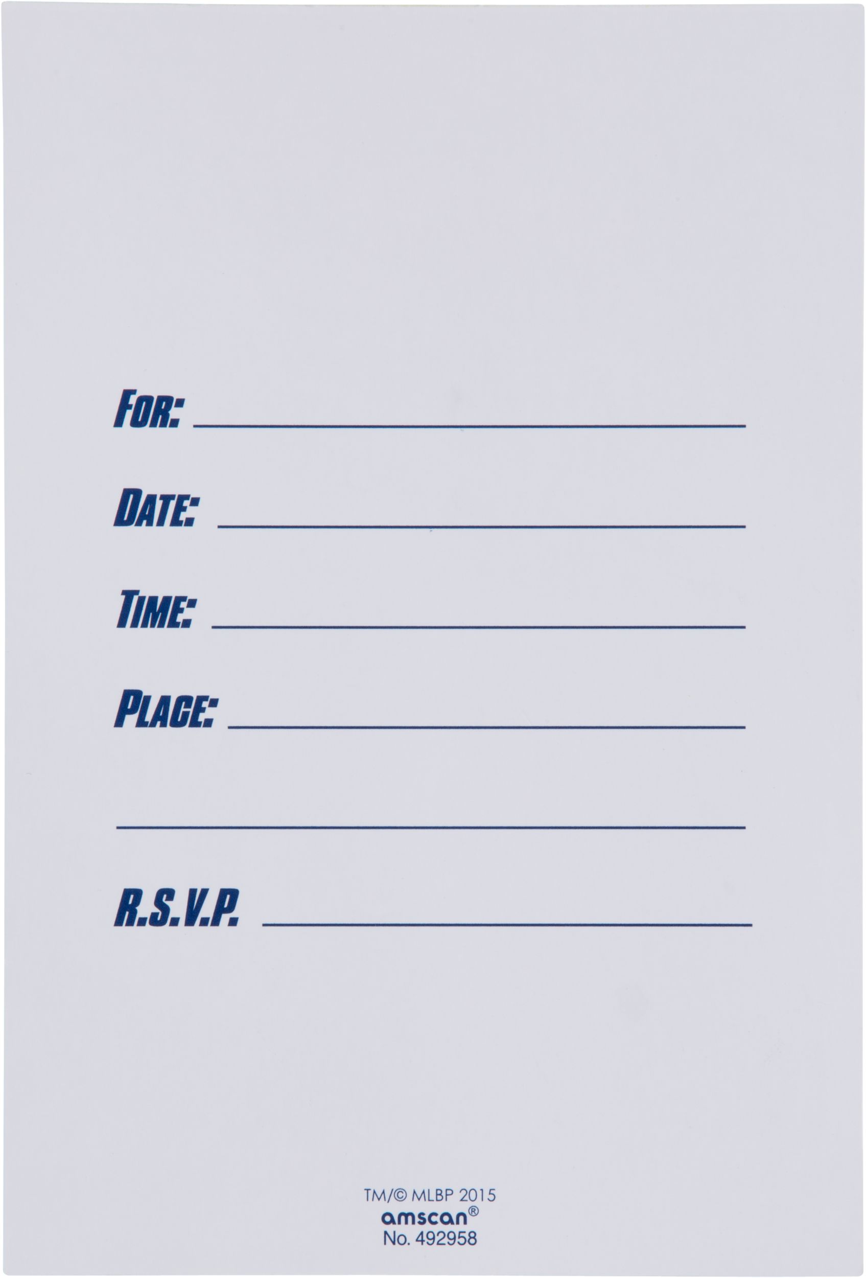 Cartes d'invitation de baseball Rawlings, paq. 8 Front_Flat