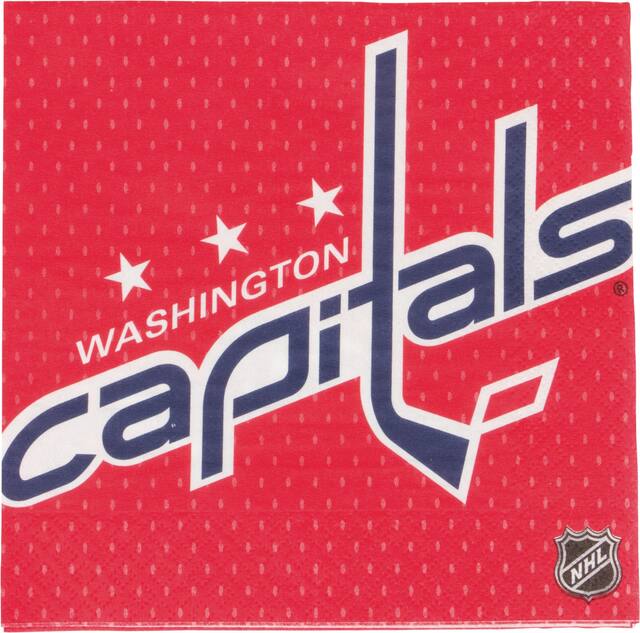National Hockey League NHL Washington Capitals Square Paper Disposable Lunch Napkins, Red, 6.5-in, 16-pk, 2-ply, for Sports Party Front_Flat