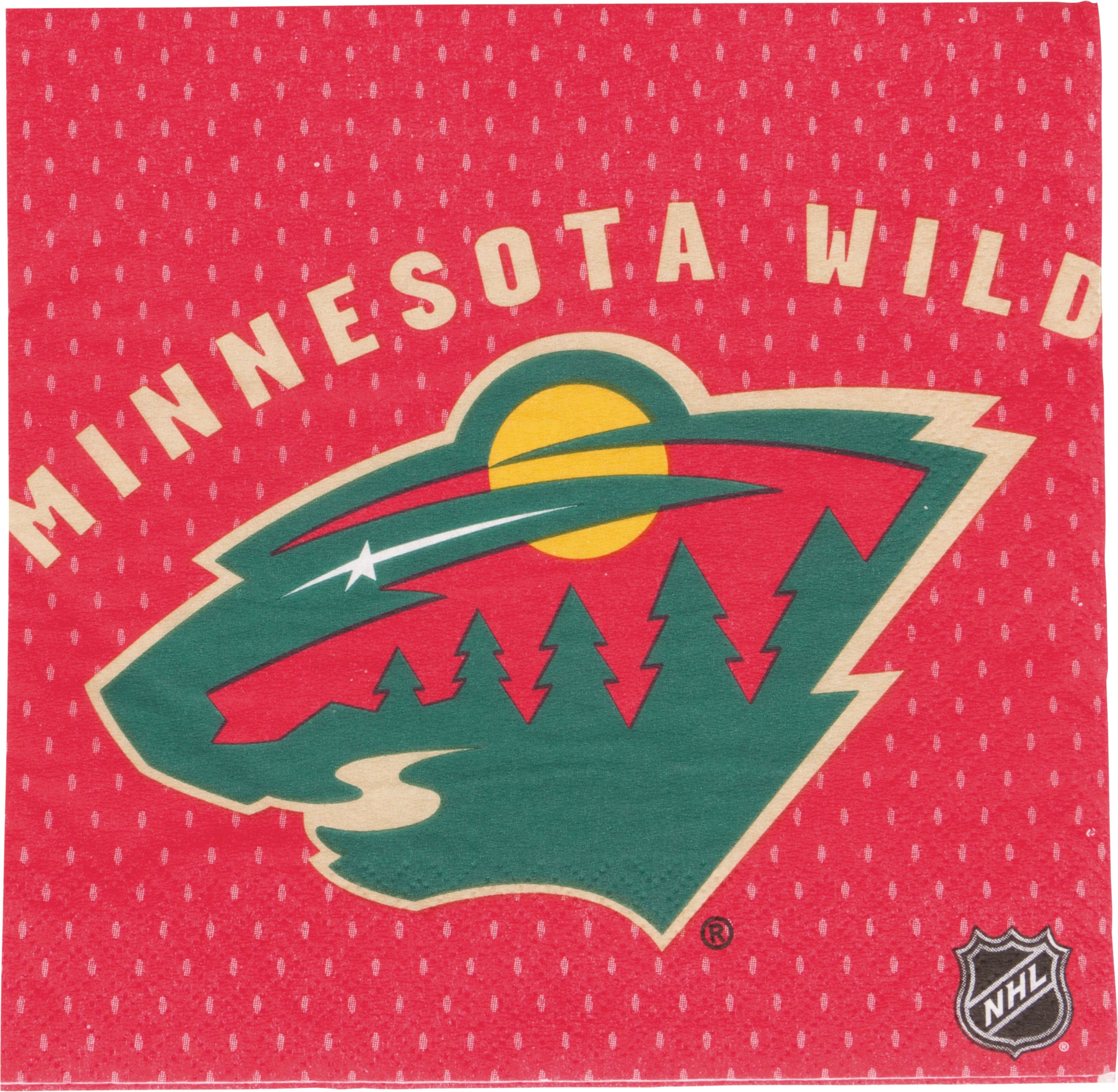 National Hockey League NHL Minnesota Wild Square Paper Disposable Lunch Napkins, Red, 6.5-in, 16-pk, 2-ply, for Sports Party Front_Flat