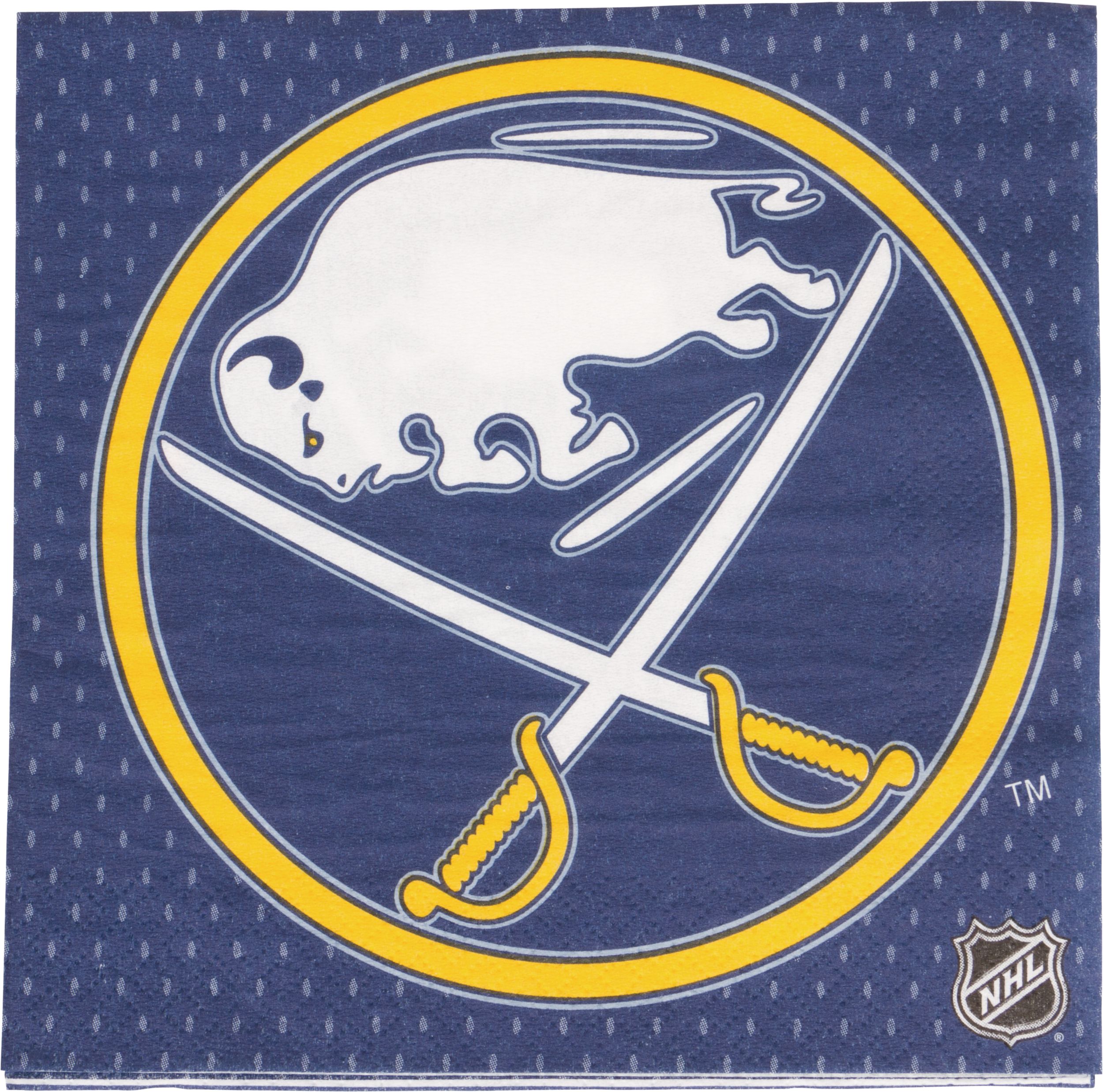 National Hockey League NHL Buffalo Sabres Square Paper Disposable Lunch Napkins, Blue, 6.5-in, 16-pk, 2-ply, for Sports Party Front_Flat