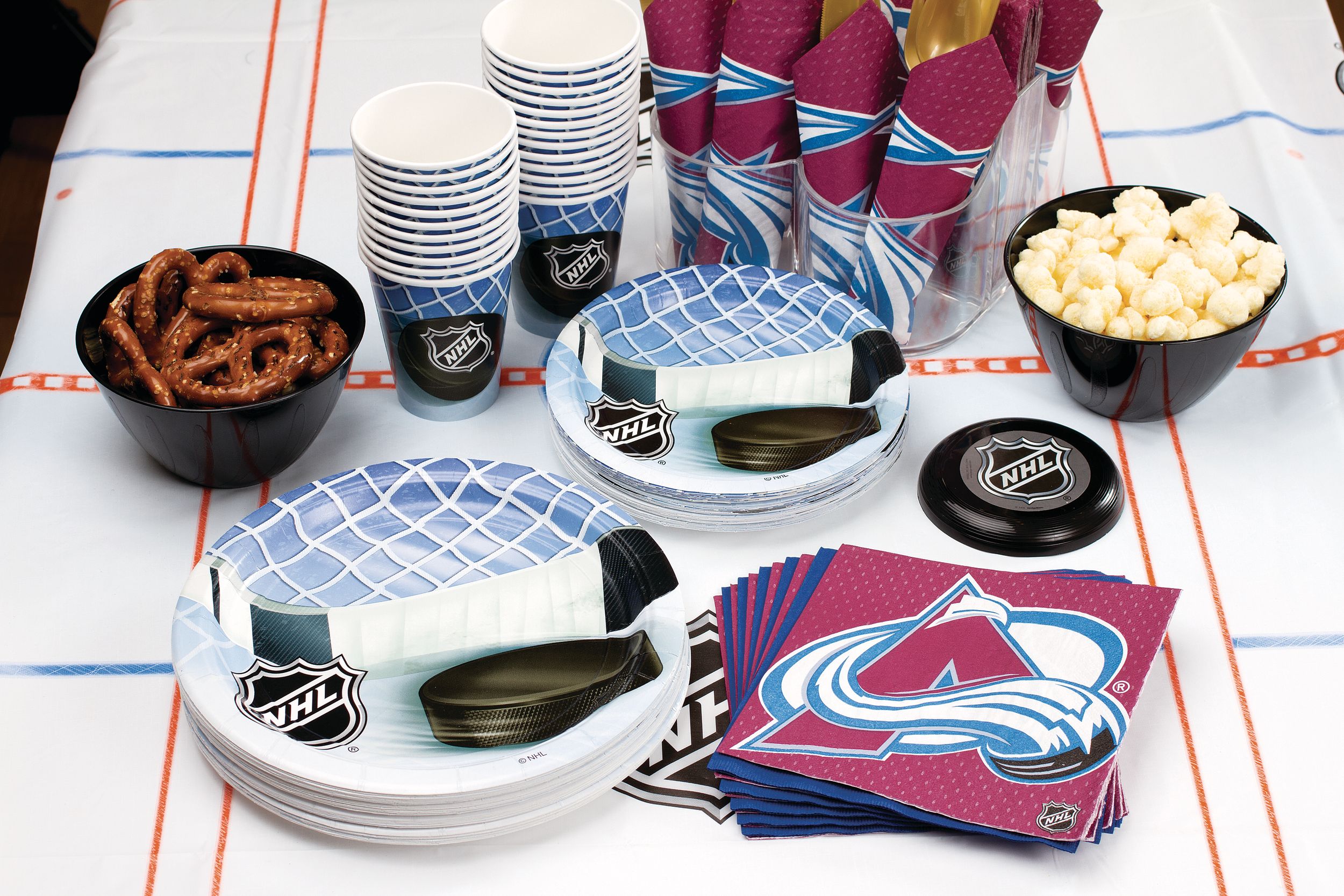 National Hockey League NHL Colorado Avalanche Square Paper Disposable Lunch Napkins, Red/Blue, 6.5-in, 16-pk, 2-ply, for Sports Party Composite_or_Mixed