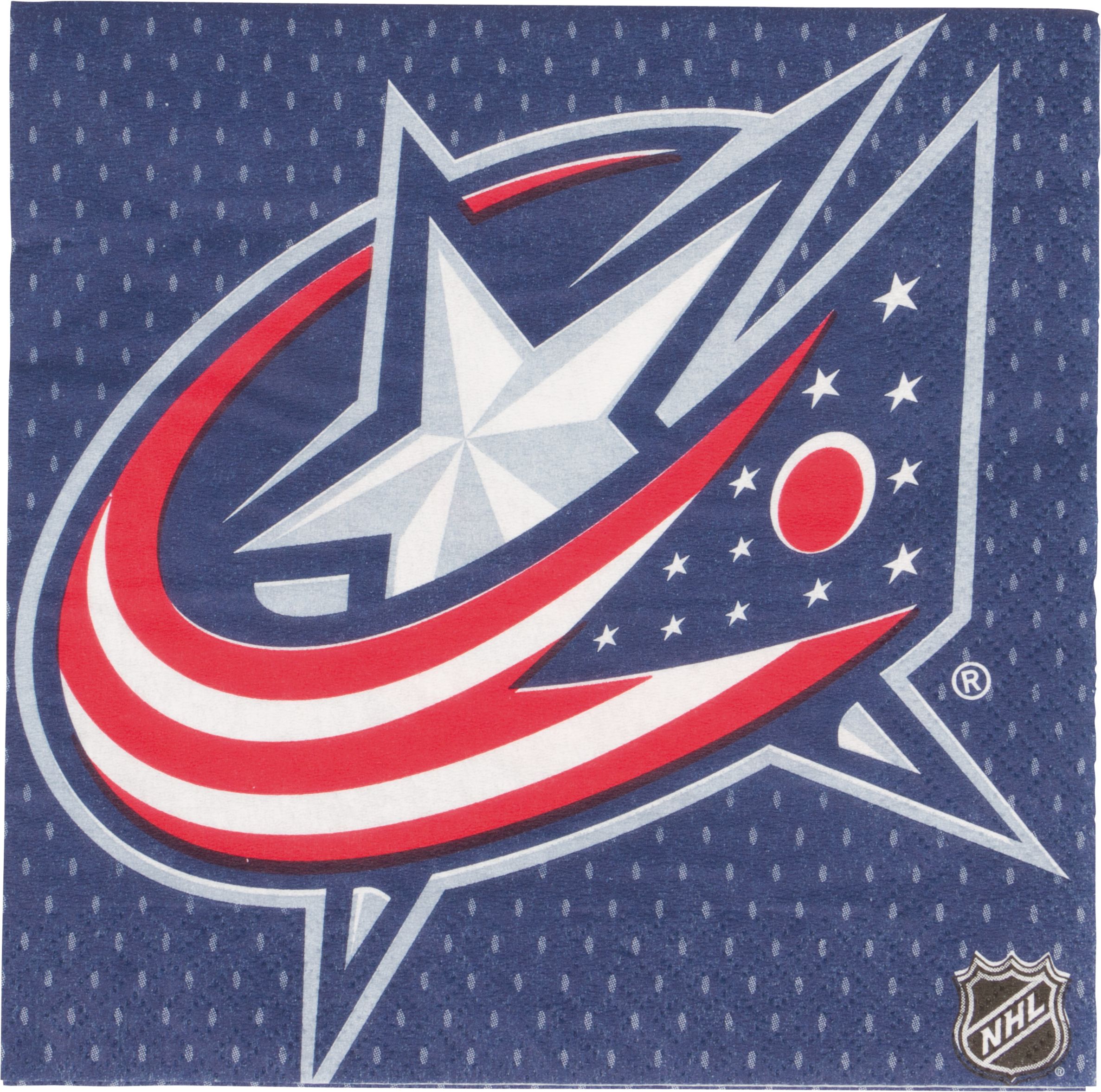 National Hockey League NHL Columbus Blue Jackets Square Paper Disposable Lunch Napkins, Blue, 6.5-in, 16-pk, 2-ply, for Sports Party Overhead_Flat