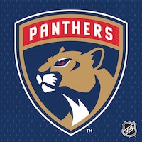 National Hockey League NHL Florida Panthers Square Paper Disposable Lunch Napkins, Blue/Gold, 6.5-in, 36-pk, 2-ply, for Sports Party Front_Flat