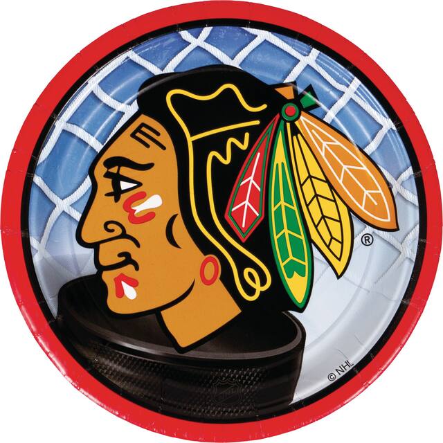 Assiettes à dessert, Blackhawks de Chicago, paq. 8 Overhead_Flat