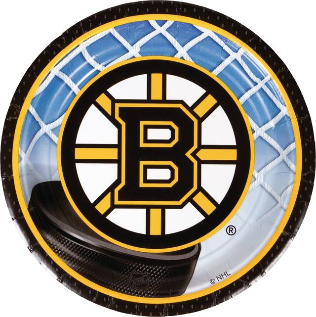 Boston Bruins Dessert Plates, 8-pk Overhead_Flat