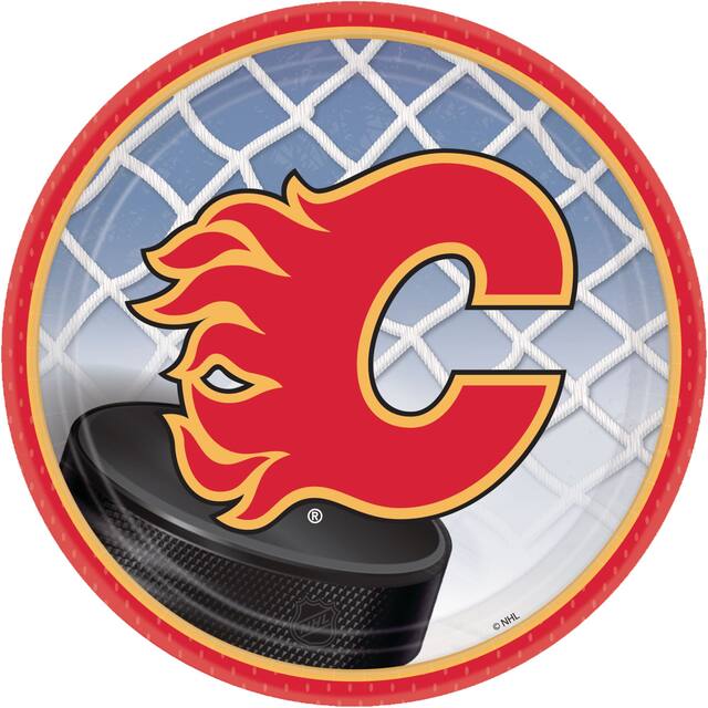 Assiettes à dessert, Flames de Calgary, paq. 8 Overhead_Flat