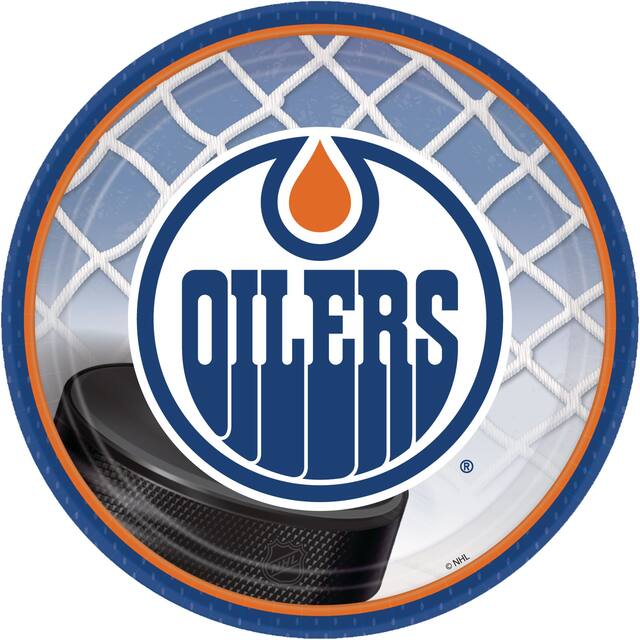 Edmonton Oilers Dessert Plates, 8-pk Overhead_Flat