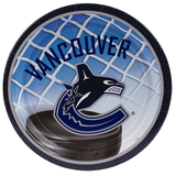 Assiettes rondes jetables en papier Ligue nationale de hockey, Canucks de Vancouver de la LNH, bleu, 9 po, paq. 8, pour fête sportive Overhead_Flat