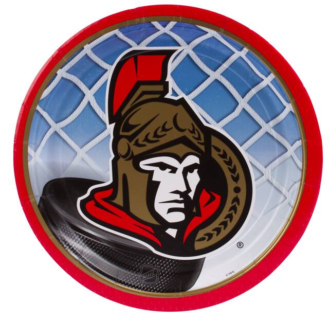 Assiettes de table, Sénateurs d'Ottawa, paq. 8 Overhead_Flat