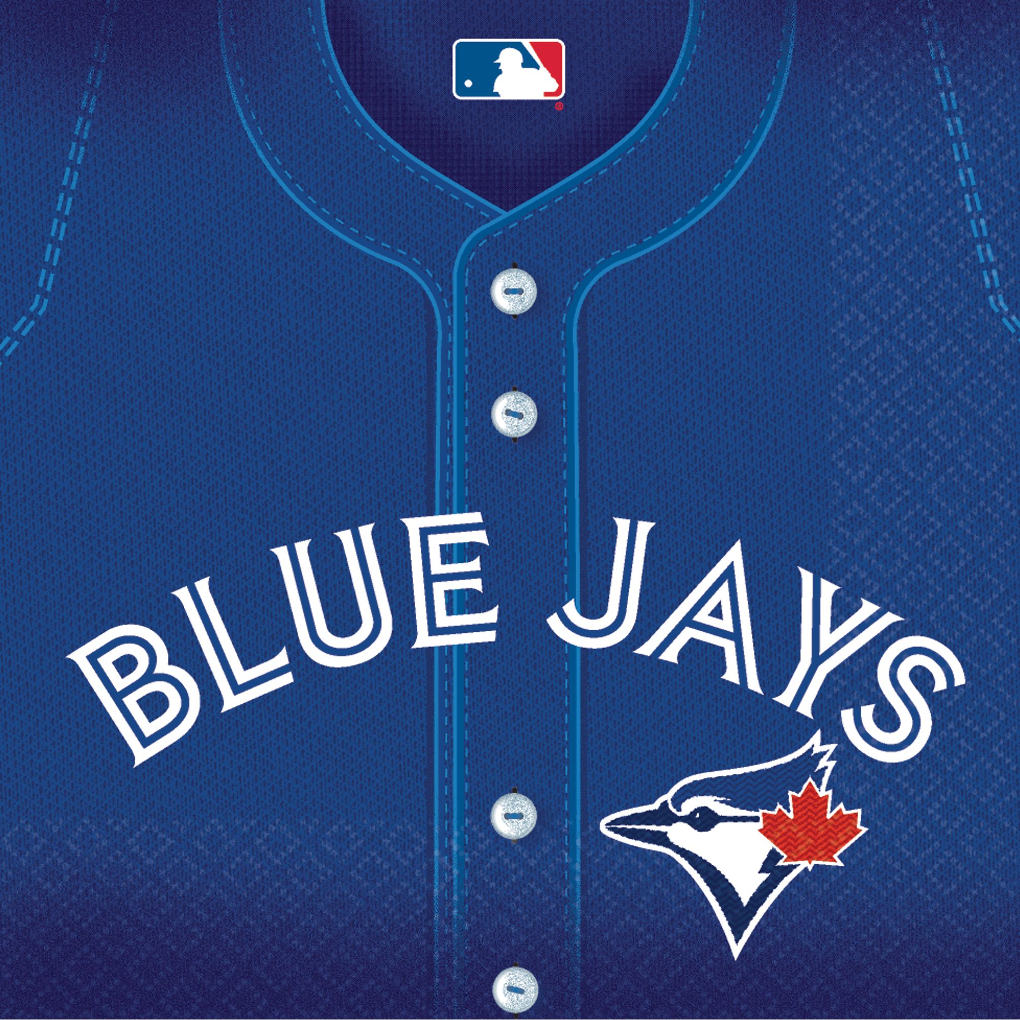 Major League Baseball MLB Toronto Blue Jays Square Paper Disposable Lunch Napkins, Blue, 6.5-in, 36-pk, 2-ply, for Sports Party Front_Flat