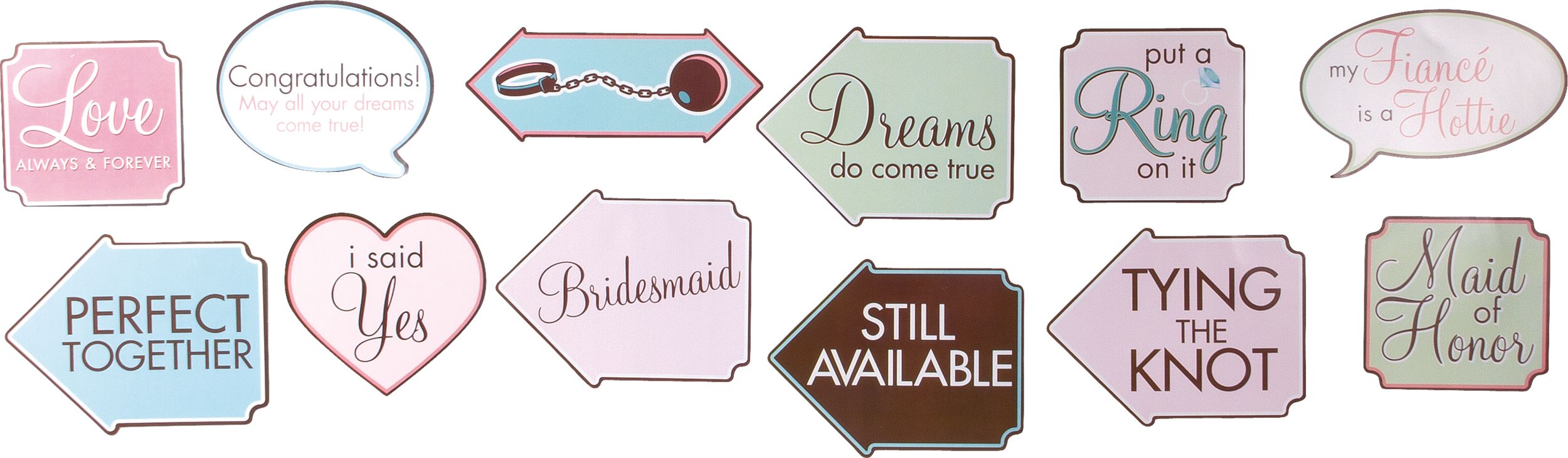 Bridal Shower Photo Booth Props, 12-pk Front_Flat
