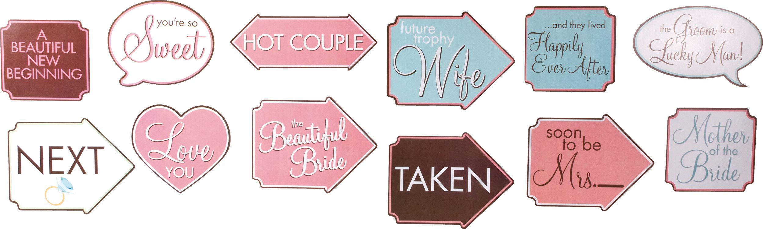 Bridal Shower Photo Booth Props, 12-pk Front_Flat