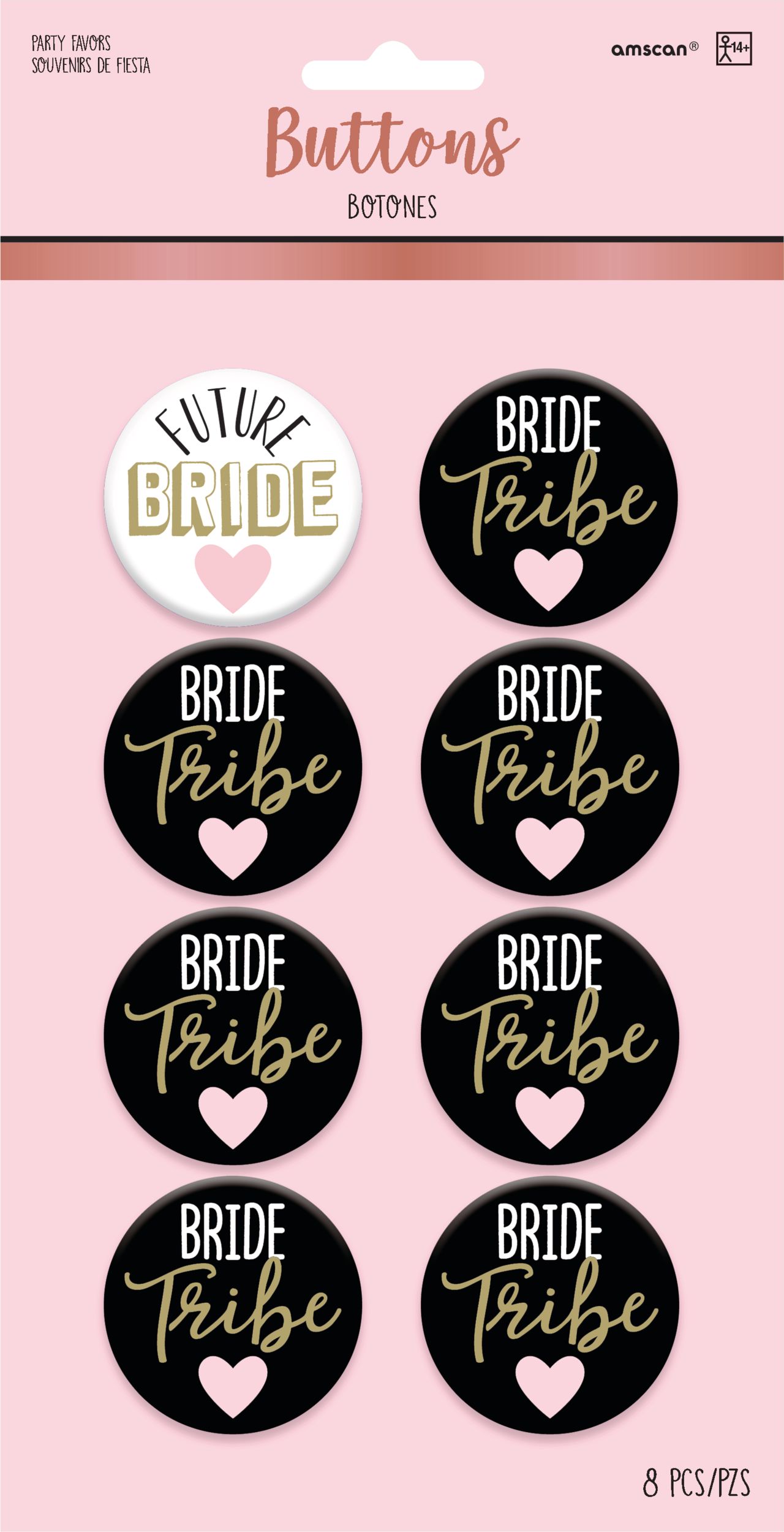 Bride Tribe Bachelorette Buttons, 8-pk Front_Flat