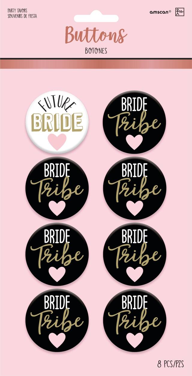 Bride Tribe Bachelorette Buttons, 8-pk Front_Flat