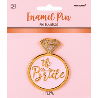 "The Bride" Diamond Ring Enamel Pin, Gold, One Size, Wearable Accessory for Wedding Shower/Bachelorette Party Front_Flat