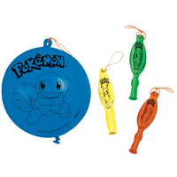 Nintendo Pokémon Round Punch Balloons, Blue/Yellow/Green/Orange, 16-in, 4-pk, for Birthday Party Composite_or_Mixed
