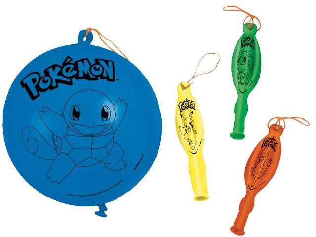 Nintendo Pokémon Round Punch Balloons, Blue/Yellow/Green/Orange, 16-in, 4-pk, for Birthday Party Composite_or_Mixed