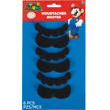 Moustaches pour fête d'anniversaire, Super Mario, paq. 6 Front_Flat