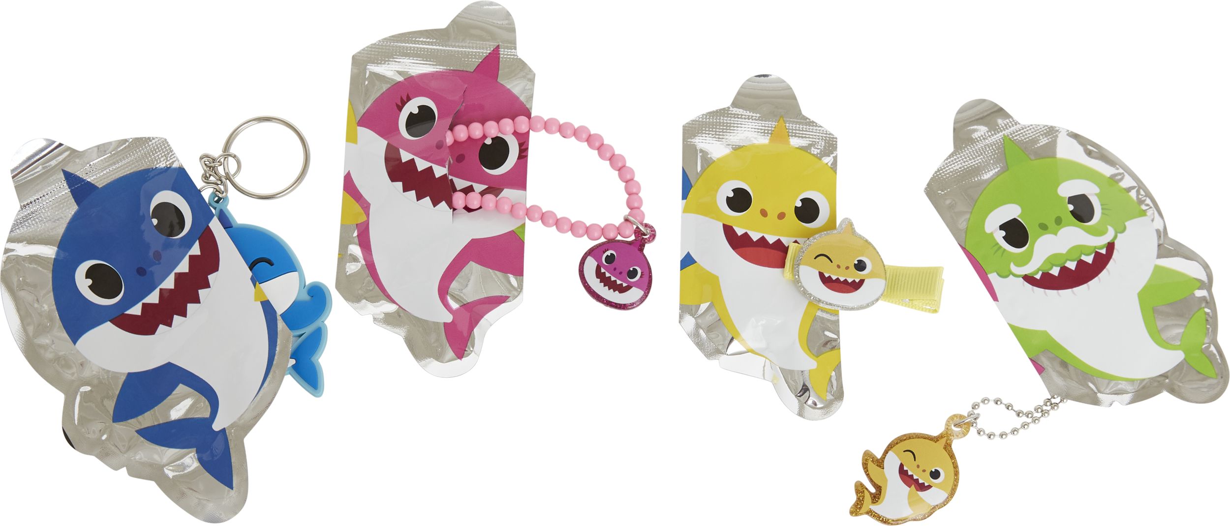 Baby Shark Mystery Foil Party Favours, Blue/Yellow/Pink, 4-pk, for Birthday/Party Favour Composite_or_Mixed