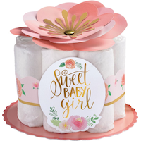 Floral Baby "Sweet Baby Girl" Diaper Sign Table Centerpiece Decoration, Pink, 10-in, for Baby Shower Front_Elevated