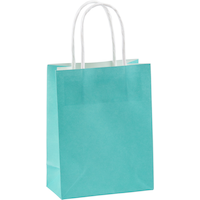 Paper Kraft Gift Bag, Light Blue, 8.5-in, for Birthday/Baby Shower Front_Angled_Right
