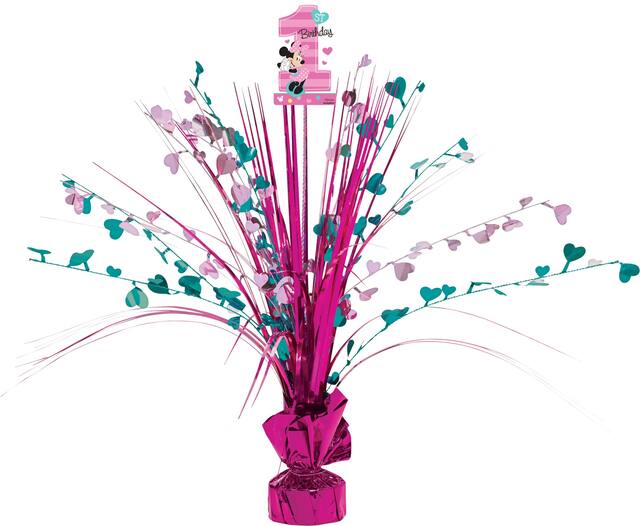 Centre de table en gerbe 1er&nbsp;anniversaire Minnie Mouse, 18&nbsp;po Front_Flat