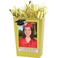 Poids pour ballons en forme de sac-cadeau personnalisable Finally, or, scintillant, 9 po, pour remise des diplômes Front_Angled_Left