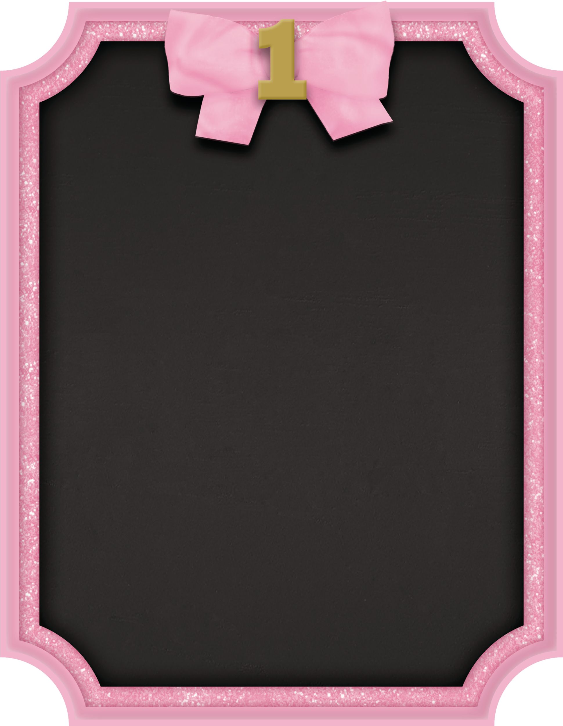 Glitter Pink Border Chalkboard Easel Sign Front_Flat