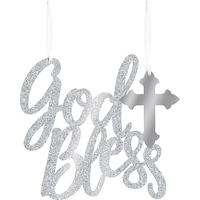 Affiche argentée scintillante God Bless Front_Flat