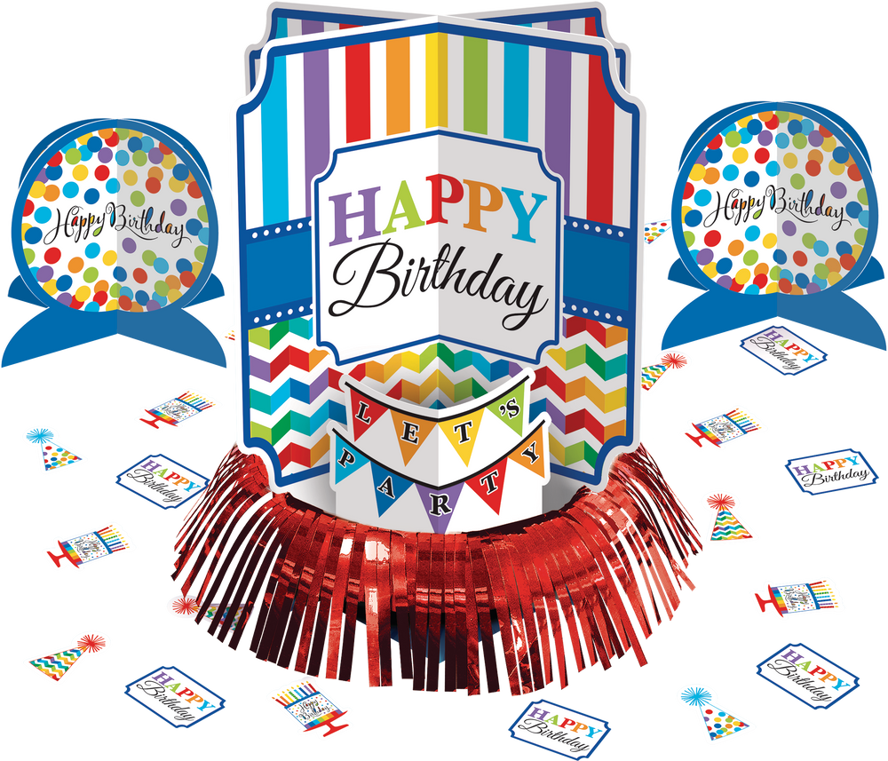 Rainbow Dot and Chevron Birthday Table Decorating Kit, 23pc Party City