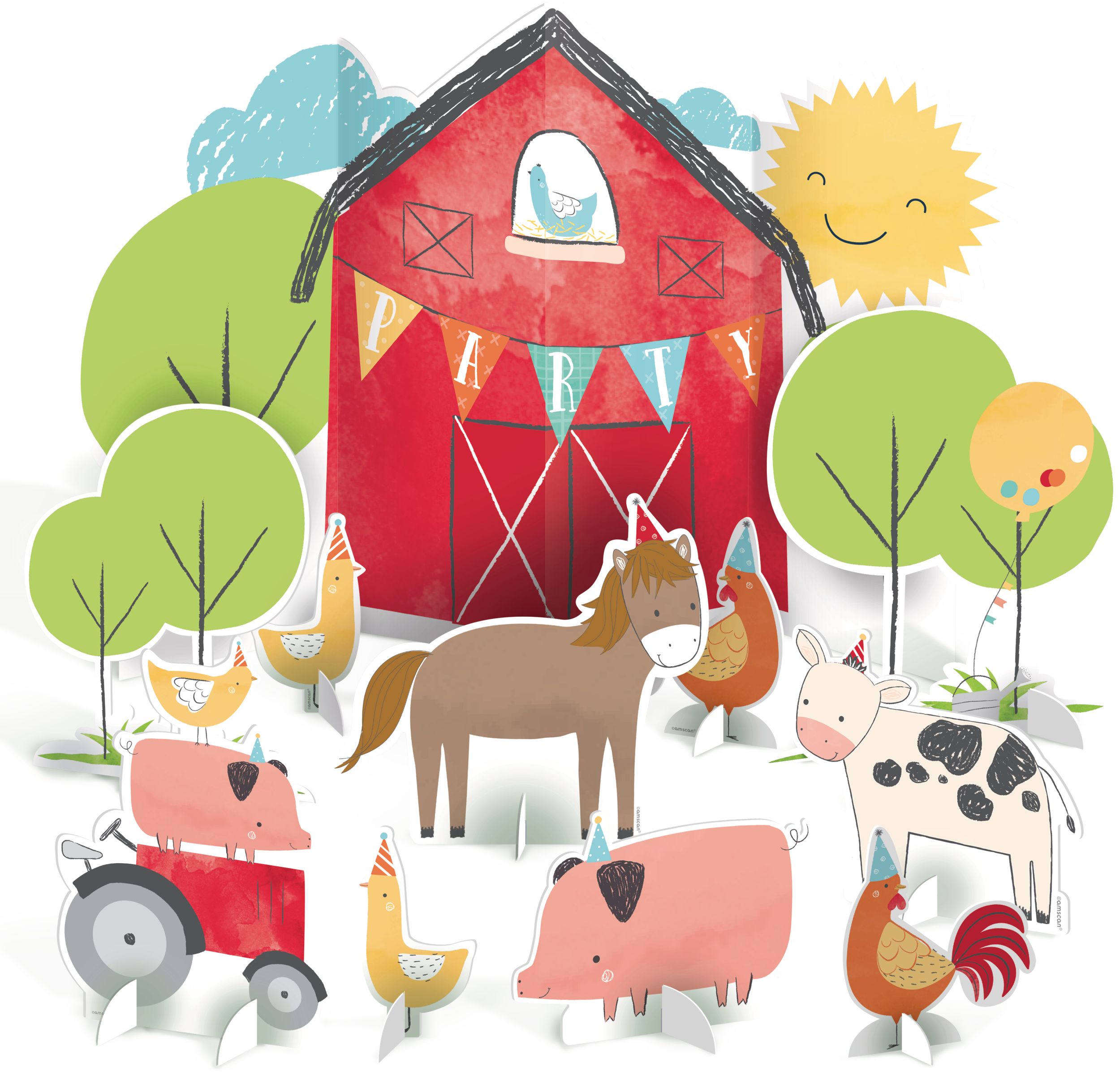 Friendly Farm Birthday Party Table Decorating Kit, 10-pc Composite_or_Mixed