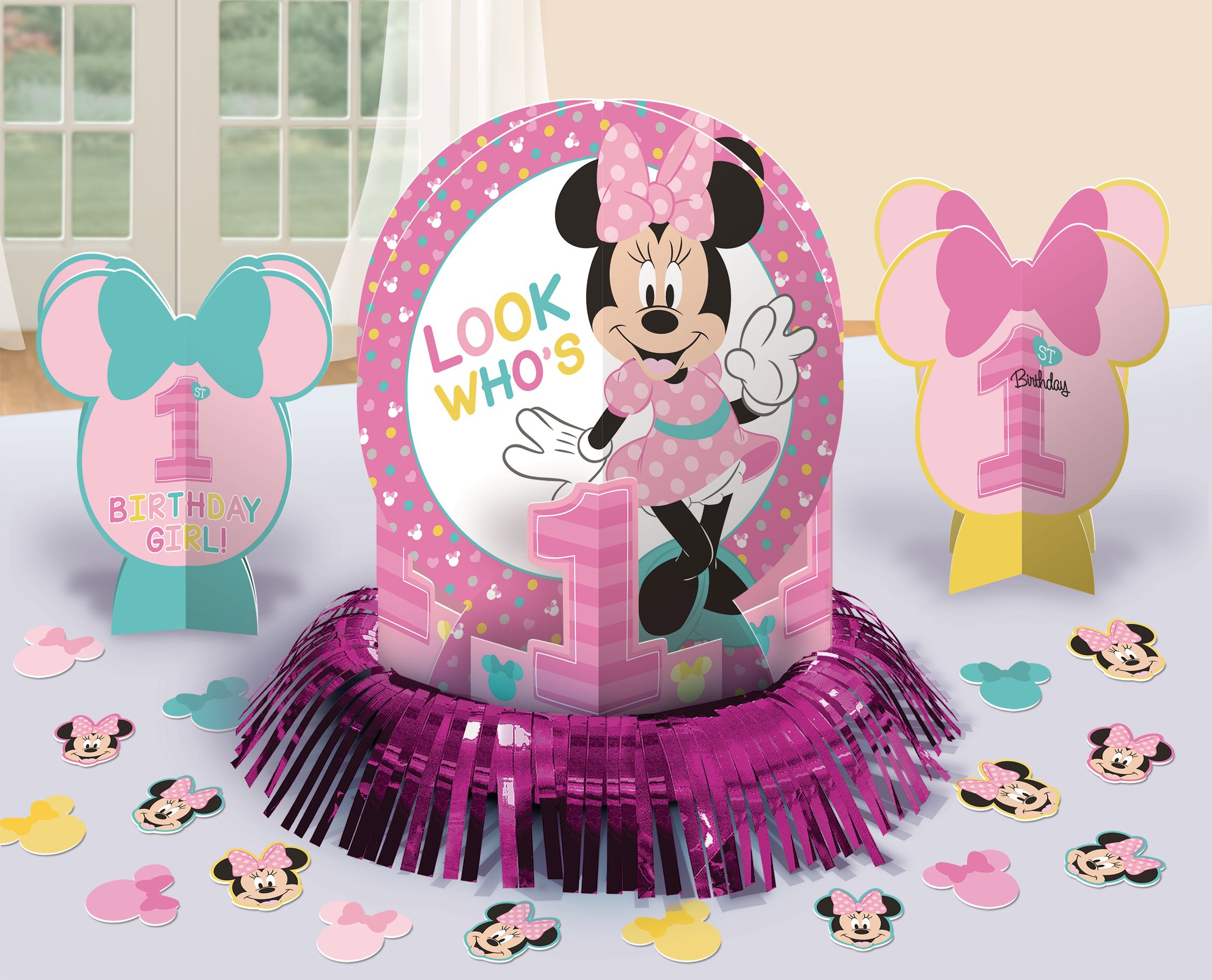 1st Birthday Minnie Mouse Table Decorating Kit, 23-pc Composite_or_Mixed