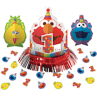 Décorations de table pour fête 1er anniversaire Sesame Street Elmo, paq. 23 Front_Elevated