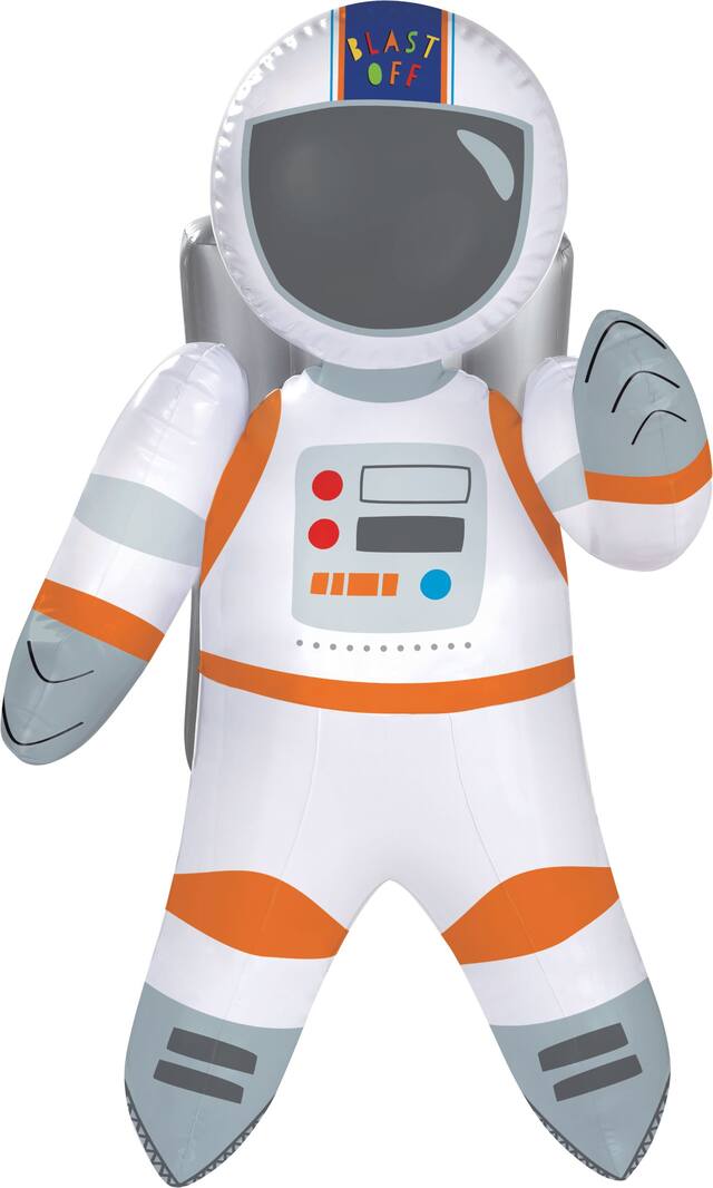 Blast Off Astronaut Airblown Inflatable, White/Grey, 10-ft, Self Inflating Decoration for Birthday Party Front_Flat