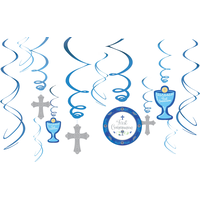 Décoration en spirales bleues, 1re communion, 12p Front_Flat